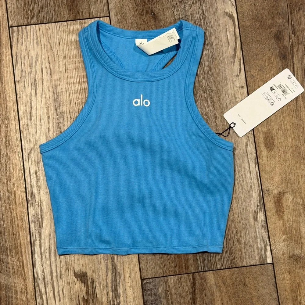 ALO Yoga Bright Blue Ribbed Crop Tank
